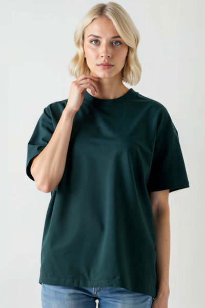 Dark Green Oversize T-Shirt for Women – Comfortable Baggy T-Shirt - Echolope