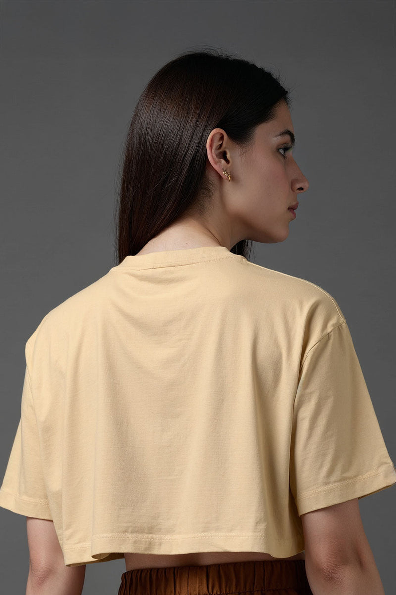 Stylish Beige Crop T-Shirt For Women - Echolope